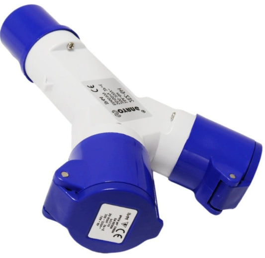 16A 2 Way Mains Lead Adaptor