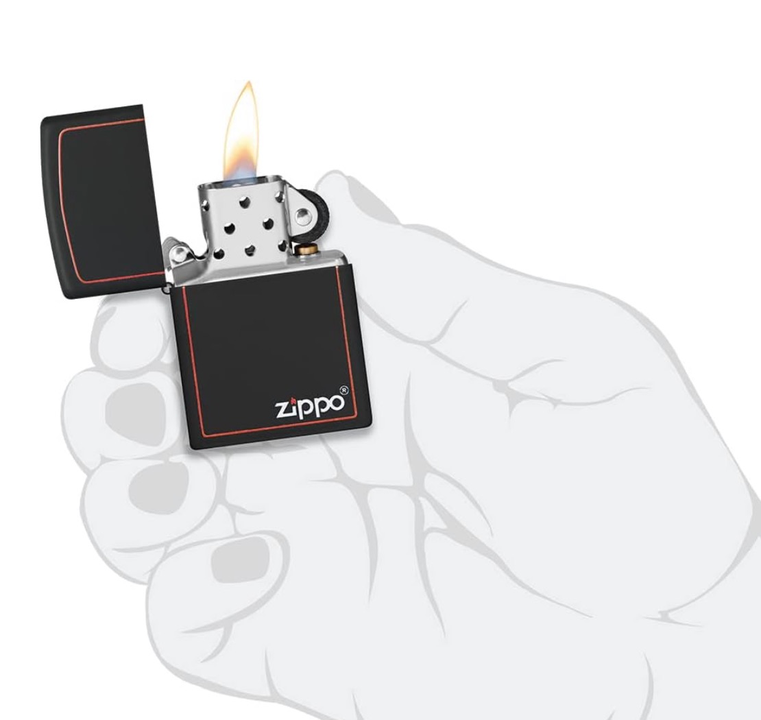 Zippo Regular Street Chrome Zippo Black Matt Design Refillable Windproo