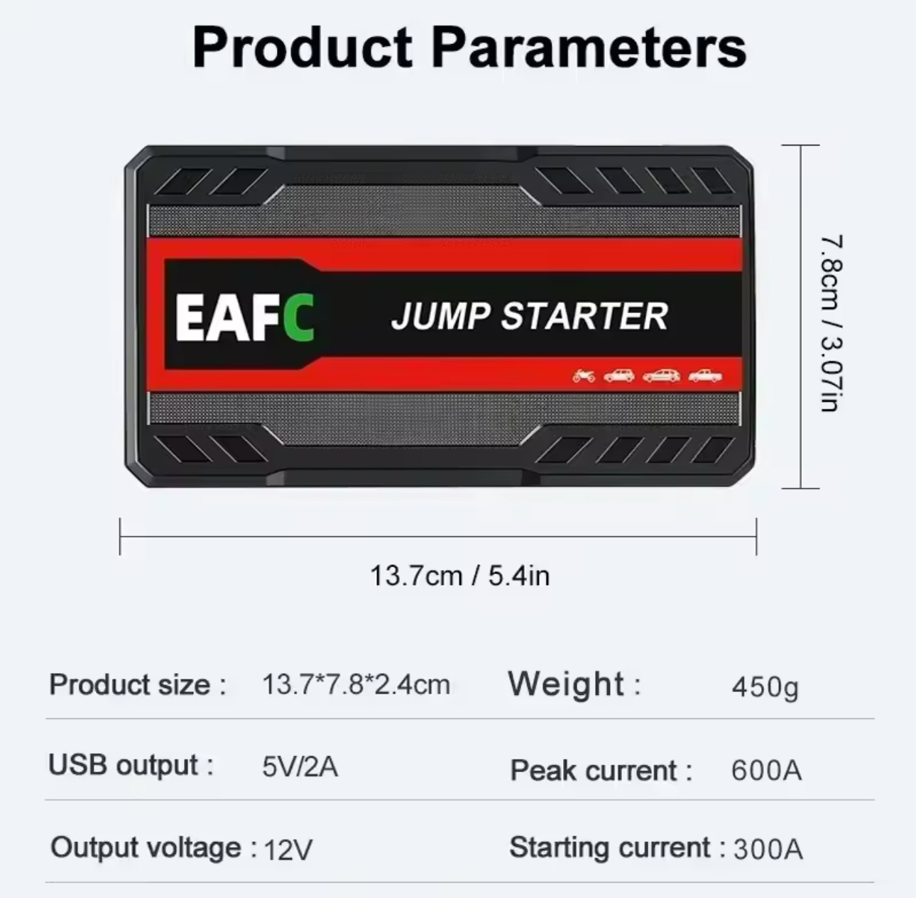 EAFC Portable Car Battery Jump Starter Emergency Car Battery Booster