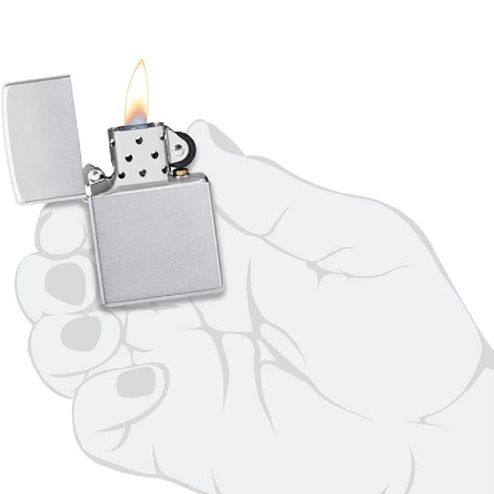 Zippo Regular Satin Chrome Refillable Windproof Lighter