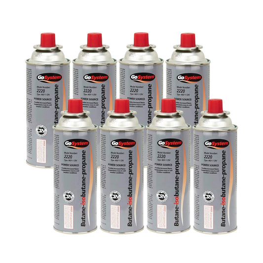 GoSystem 227g Bayonet Gas Cartridge 8 Pack Butane/Propane Mix