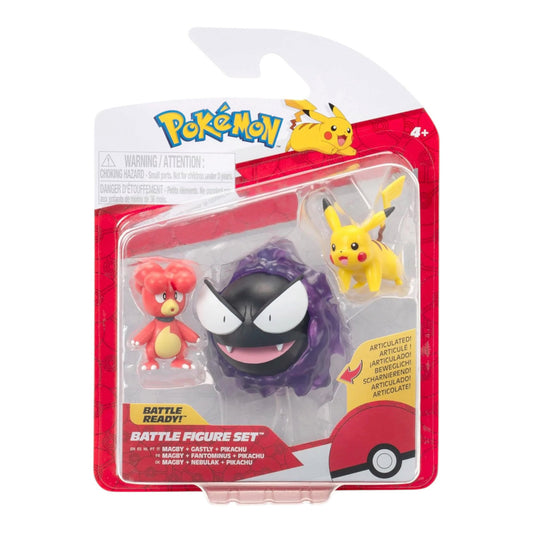 Pokémon Battle Figures Magby + Gastly + Pikachu
