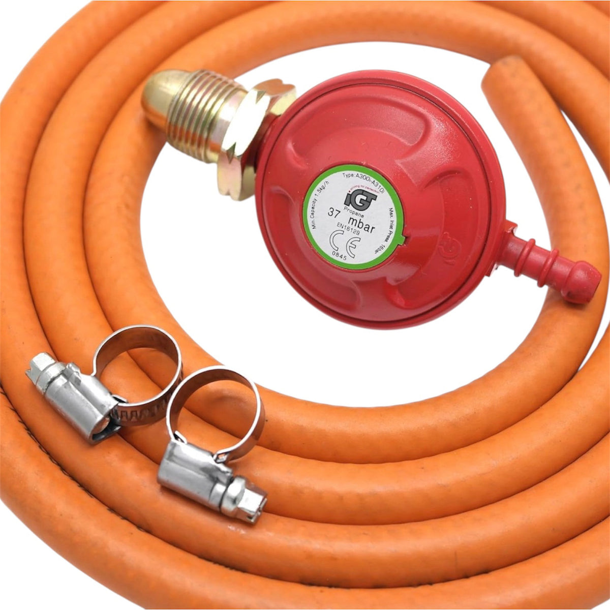 Propane Regulator Kit With 2m Gas Hose & x2 Jubilee Clips