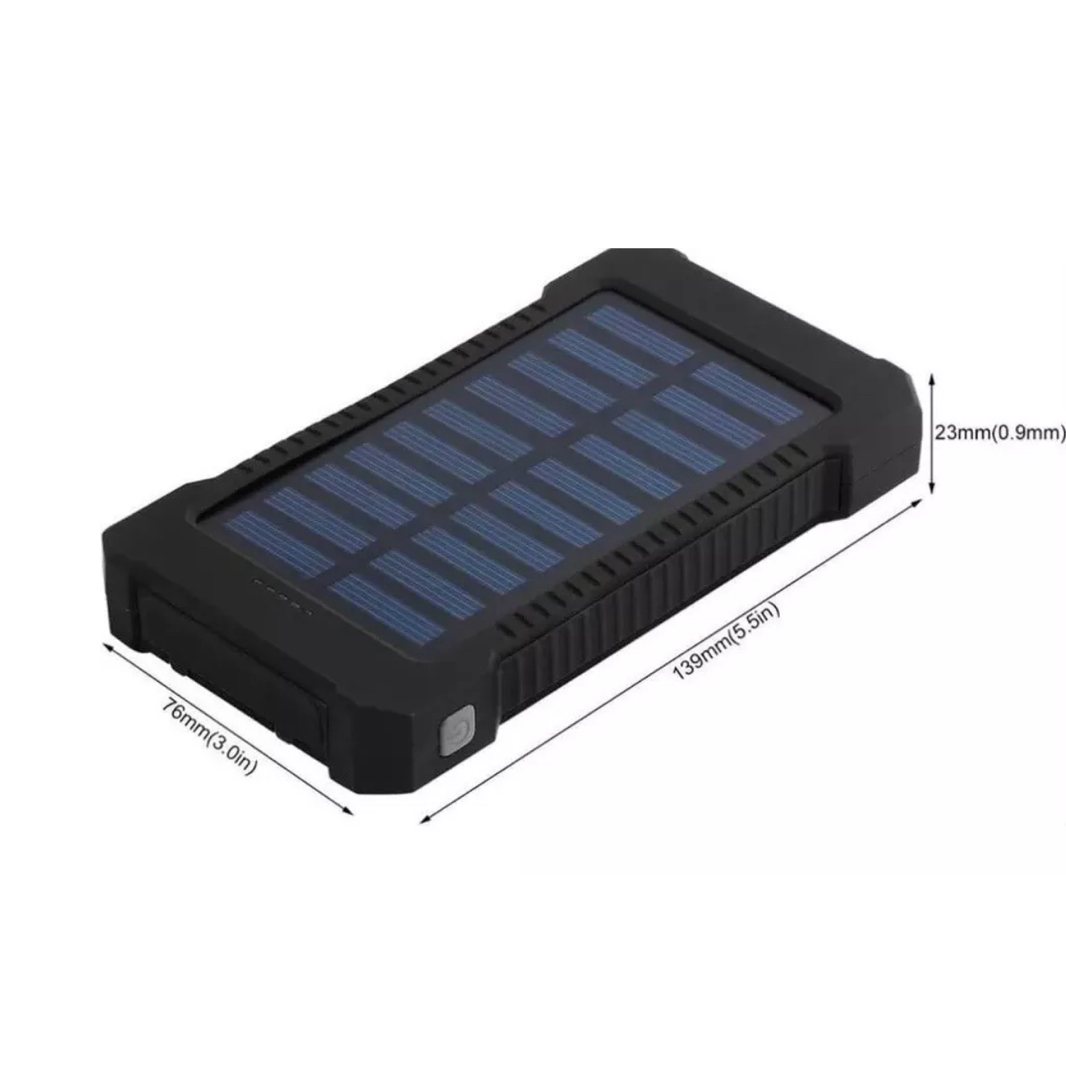 Fast Charging 20000 mAh Solar Power Bank with Dual USB Ports & Flashlights