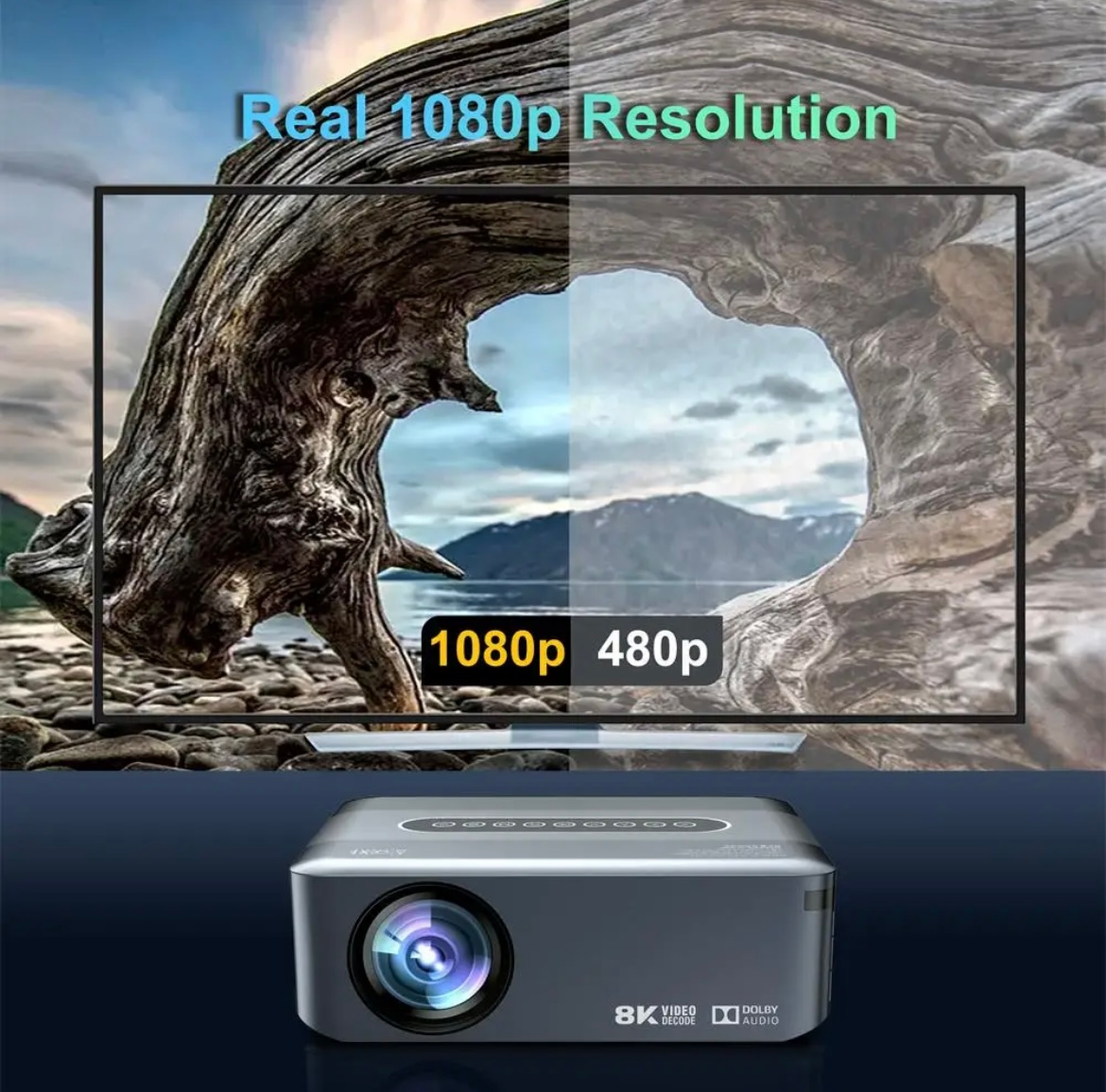 8K UHD Projector Smart 5G WiFi Bluetooth 4K Android Beamer Home Theater Movie UK