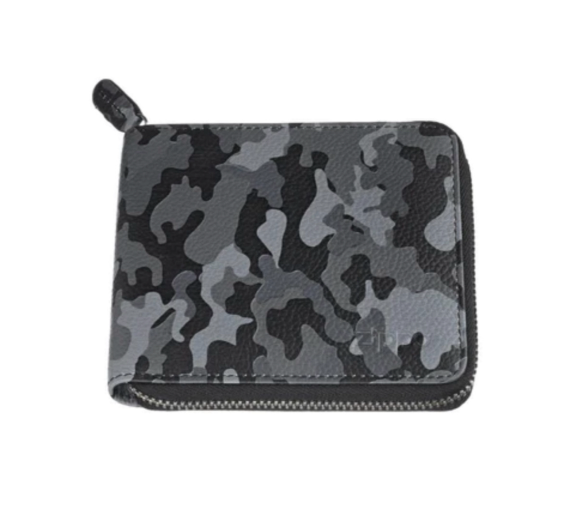 Zippo Grey Camo Leather Zipper Wallet Coin Pouch