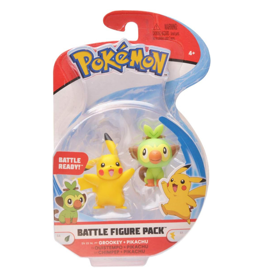 Pokémon Battle Figures Grookey & Pikachu
