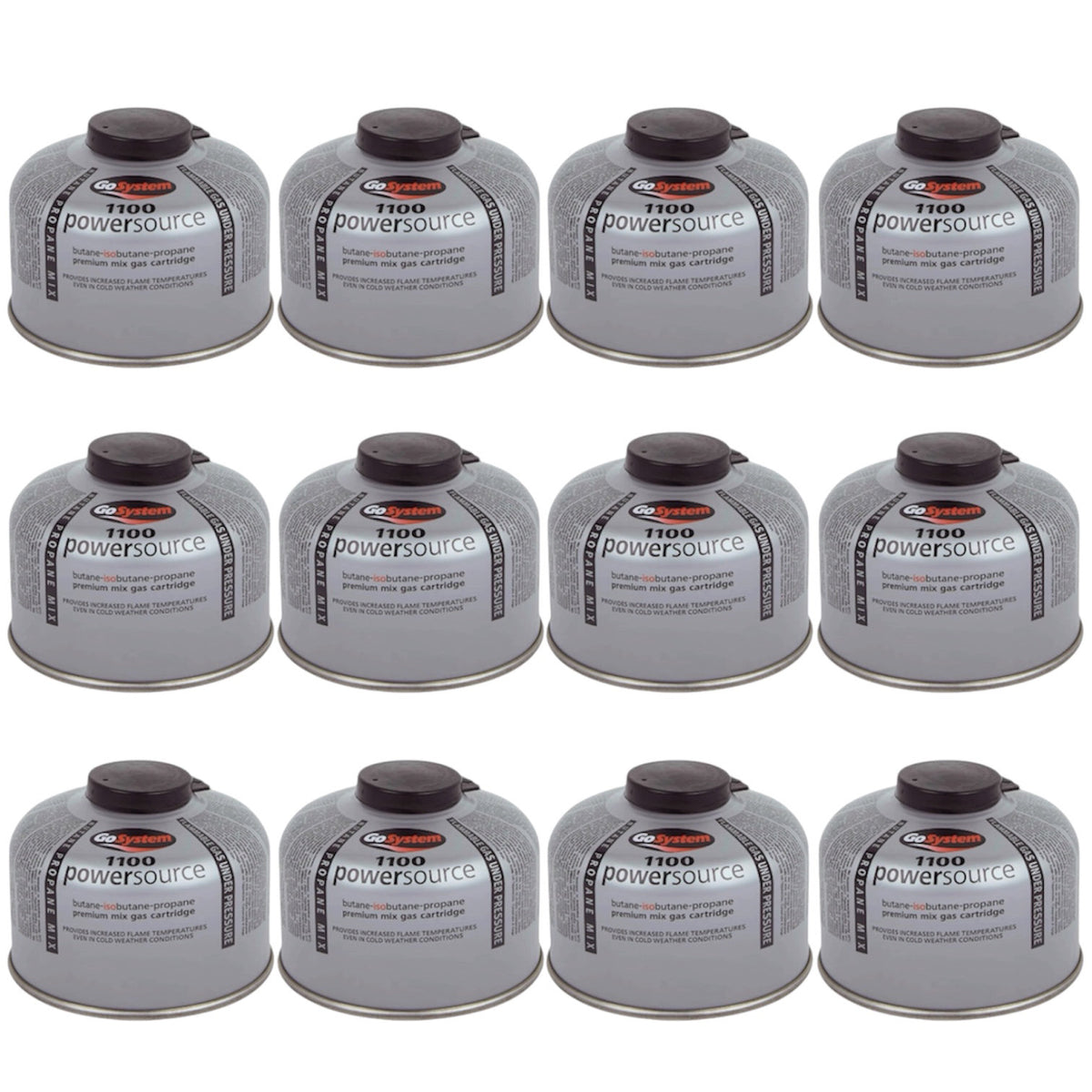 GoSystem 100g Butane Propane Gas Cartridge Camping Stove Fuel x12 Pack