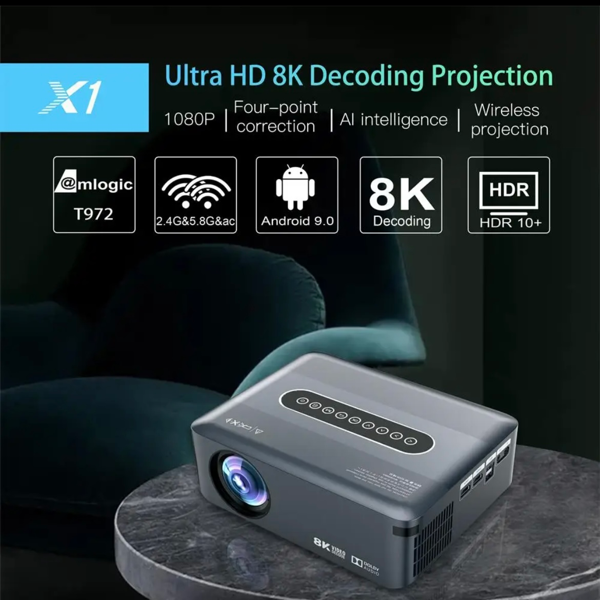 8K UHD Projector Smart 5G WiFi Bluetooth 4K Android Beamer Home Theater Movie UK