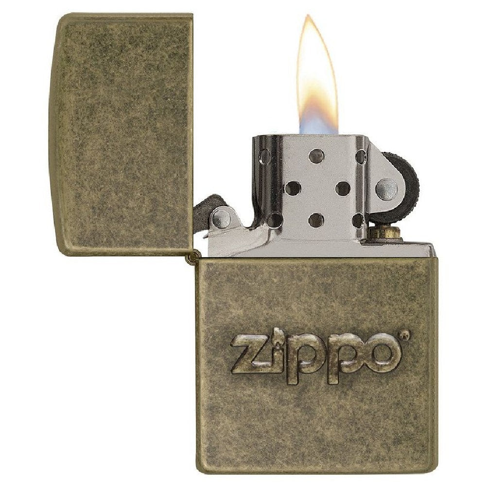Zippo Antique Brass Zippo Logo Design Refillable Windproof