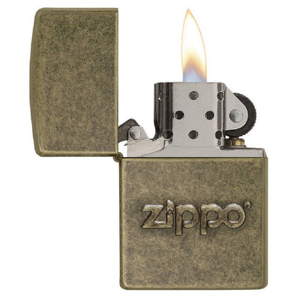 Zippo Antique Brass Zippo Logo Design Refillable Windproof