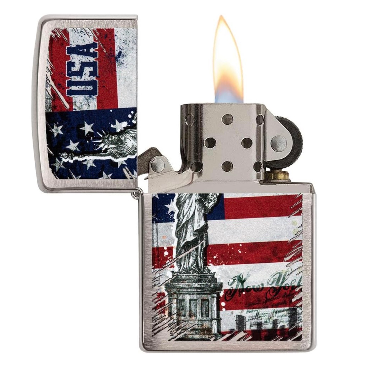 Zippo Regular Street Chrome Statue of Liberty Design Refillable Windproof Lighter