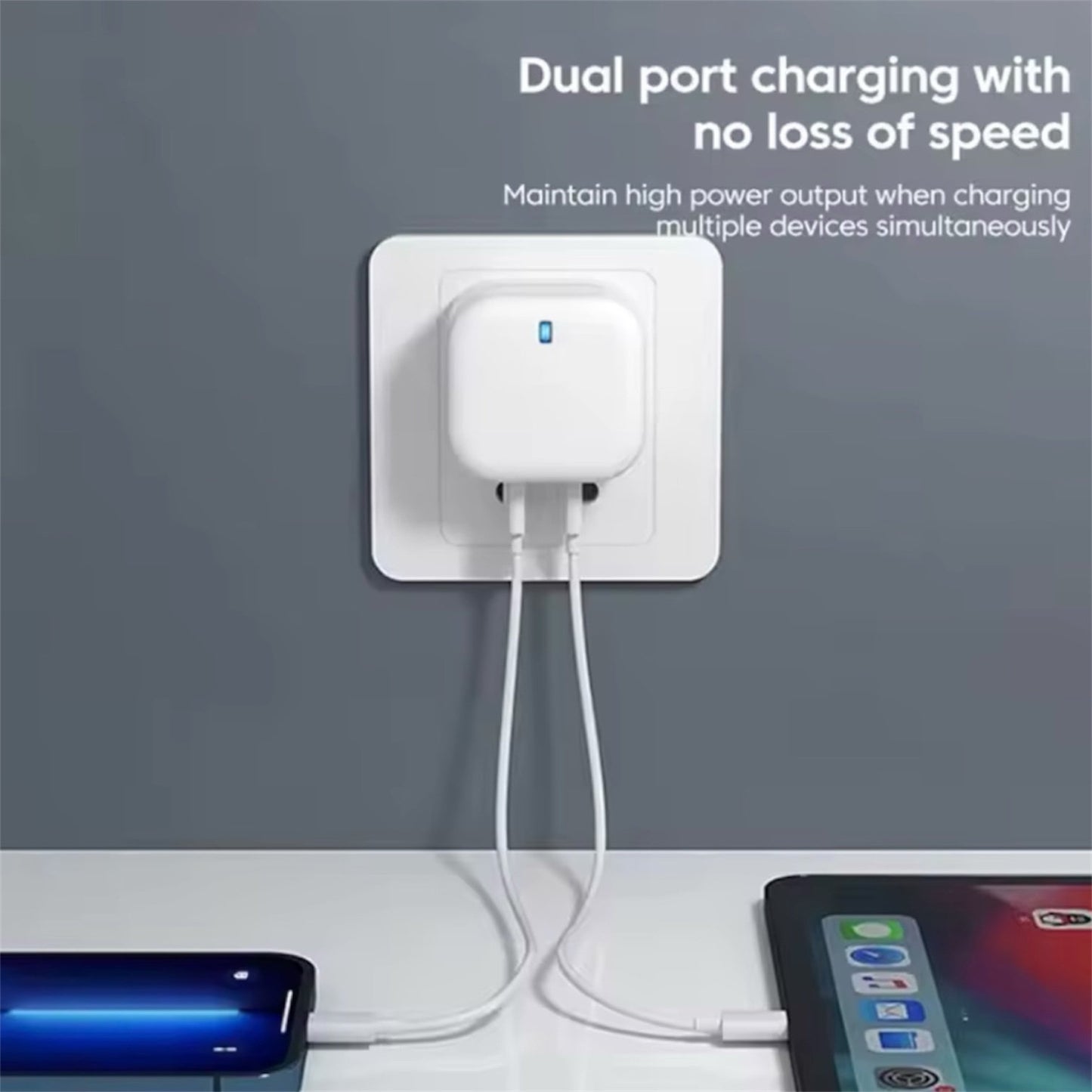 Fast Charging Plug Head with USB & USB-C Ports