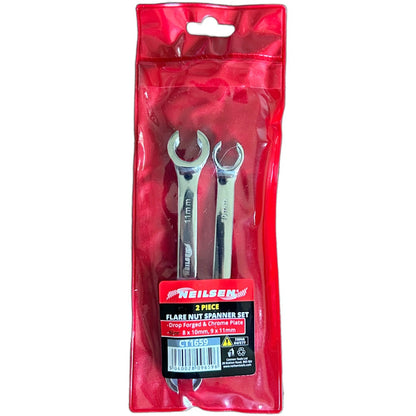 Neilsen 2 Piece Flare Nut Spanner Set 8mm, 9mm, 10mm & 11mm CT1659