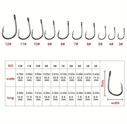 Barbed Fishing Hooks Mixed Sizes 500 Pack