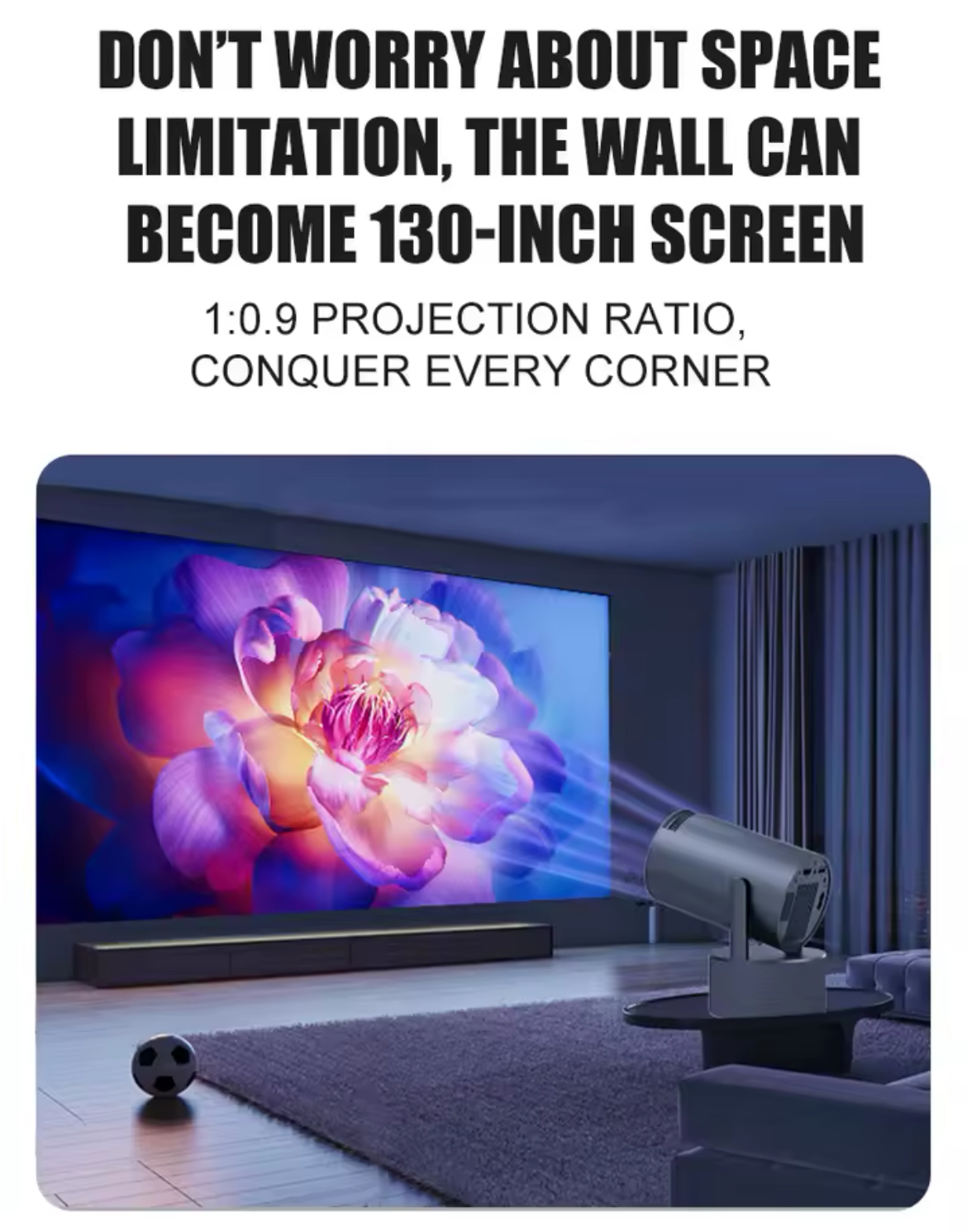 HY300 Pro KTV Home Cinema Projector With Built In Speaker & Karaoke Microphones