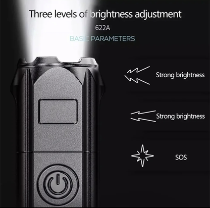Rechargeable 5W LED Torch With Strong Light & Focus Portable Waterproof Bright