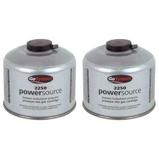 GoSystem 220g Butane Propane Gas Cartridge Camping Stove Fuel x2 Pack