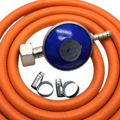 Butane Regulator Kit With 2m Gas Hose & x2 Jubilee Clips