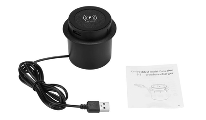 Desktop Embedded Pop Up Fast Wireless Charger With USB Ports Built In