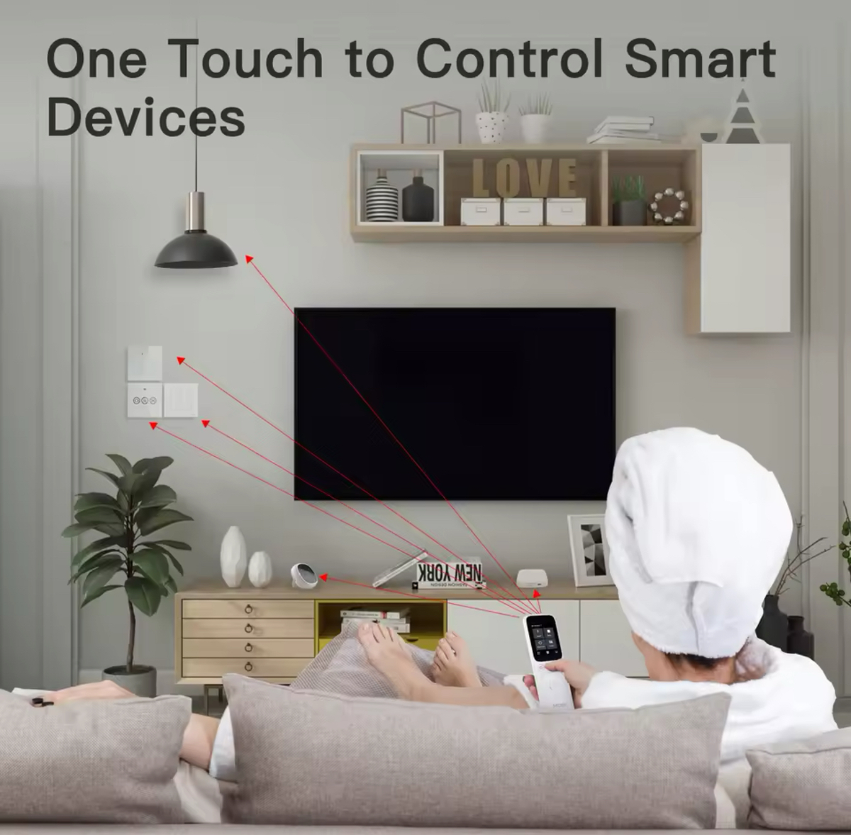 Moes White Smart Remote Control Works On Bluetooth WiFi RF IR & App Control