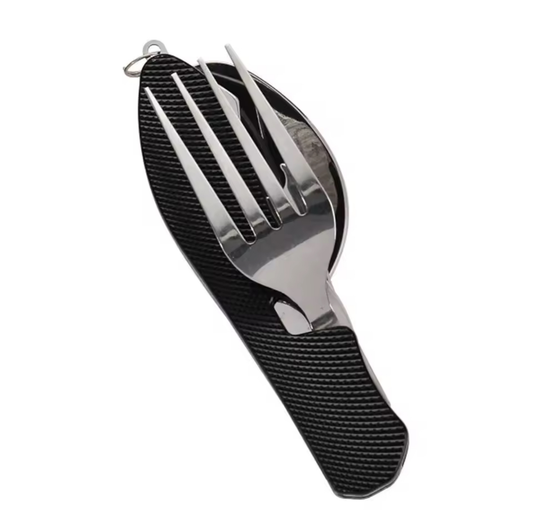 Folding 4 In 1 Utensil Set Including Spoon Fork Knife & Bottle Opener