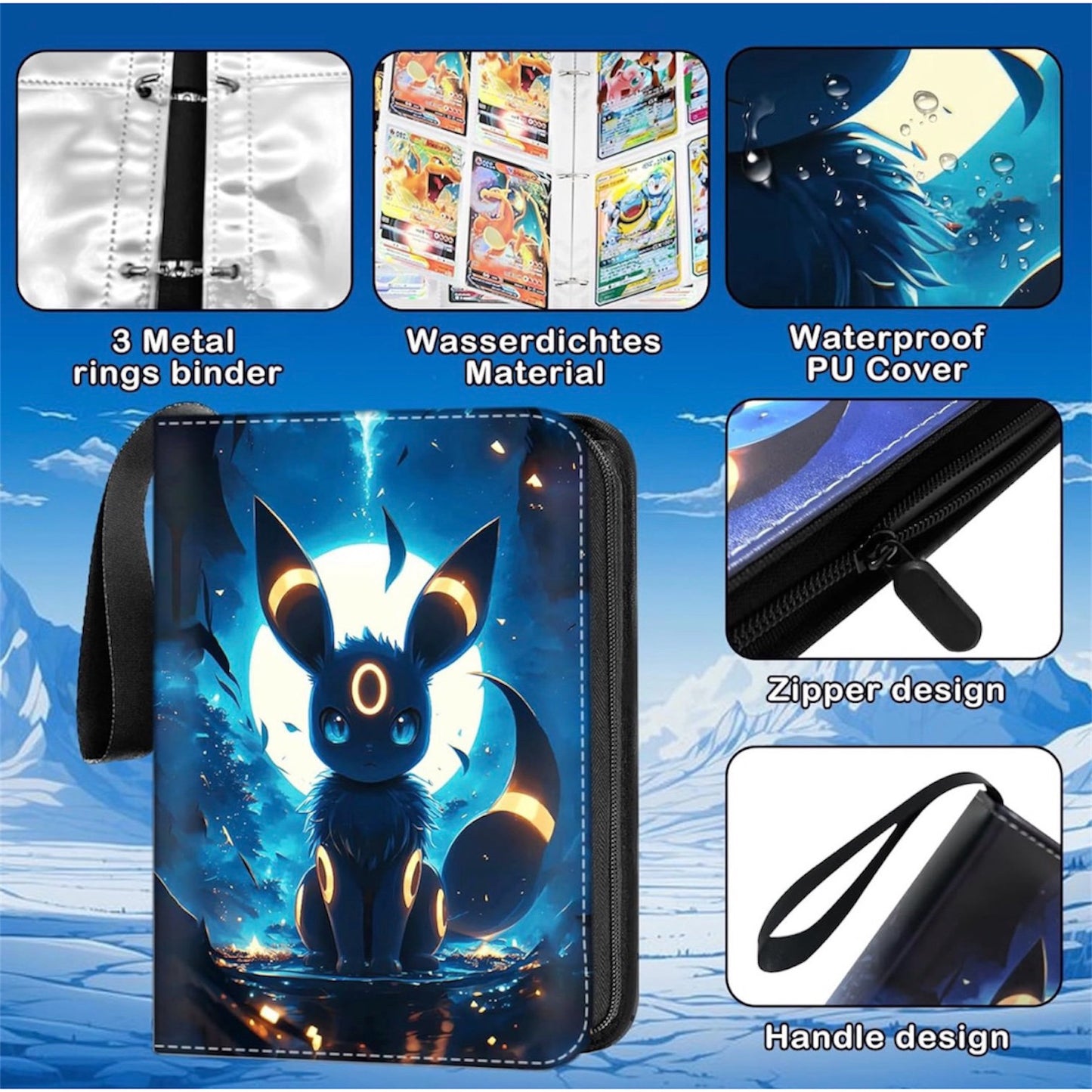 Pokémon Umbreon 4 Pocket Ring Binder For TCG Storage