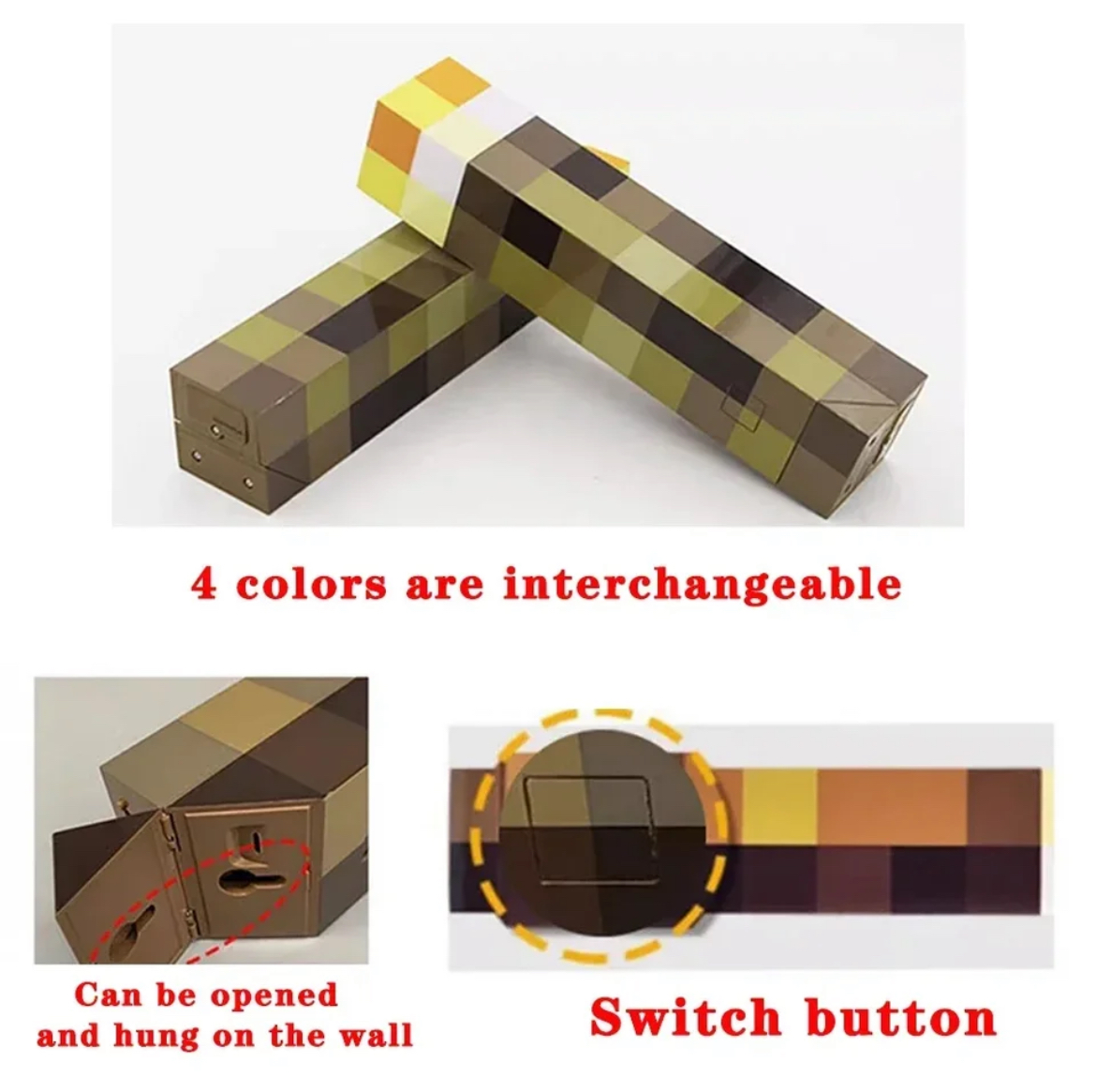 Minecraft Rechargeable Handheld & Wall Mounting Torch Lamp