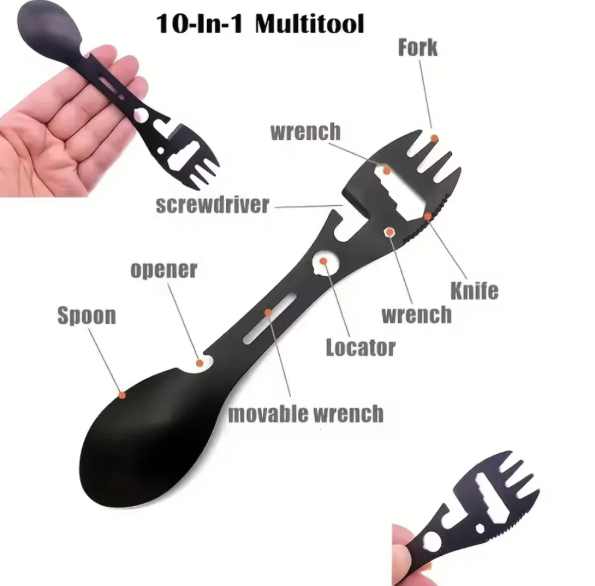10 In 1 Utensil Set Including Fork Spoon Knife Bottle Opener & More