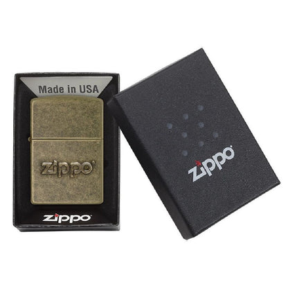 Zippo Antique Brass Zippo Logo Design Refillable Windproof
