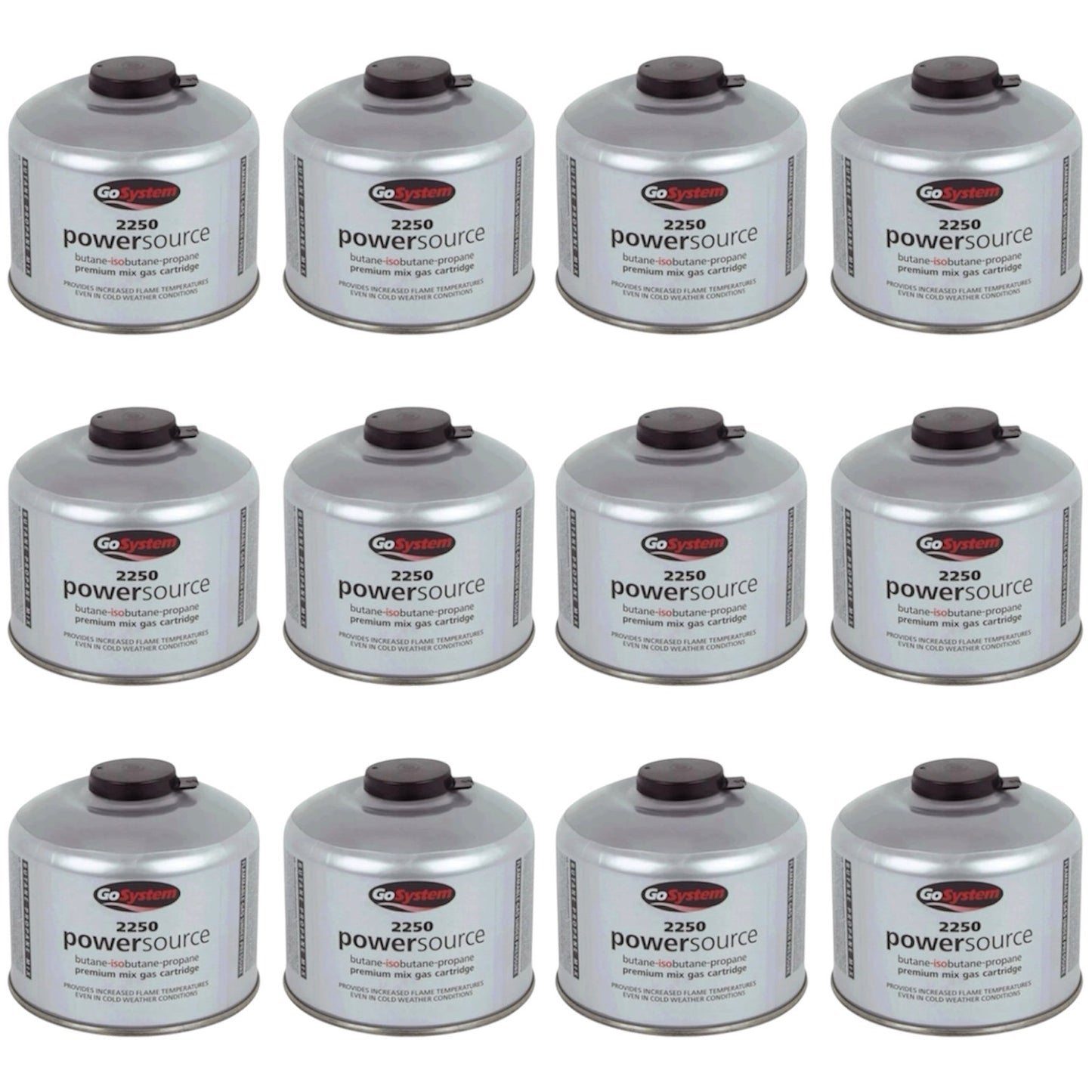 GoSystem 220g Butane Propane Gas Cartridge Camping Stove Fuel x12 Pack