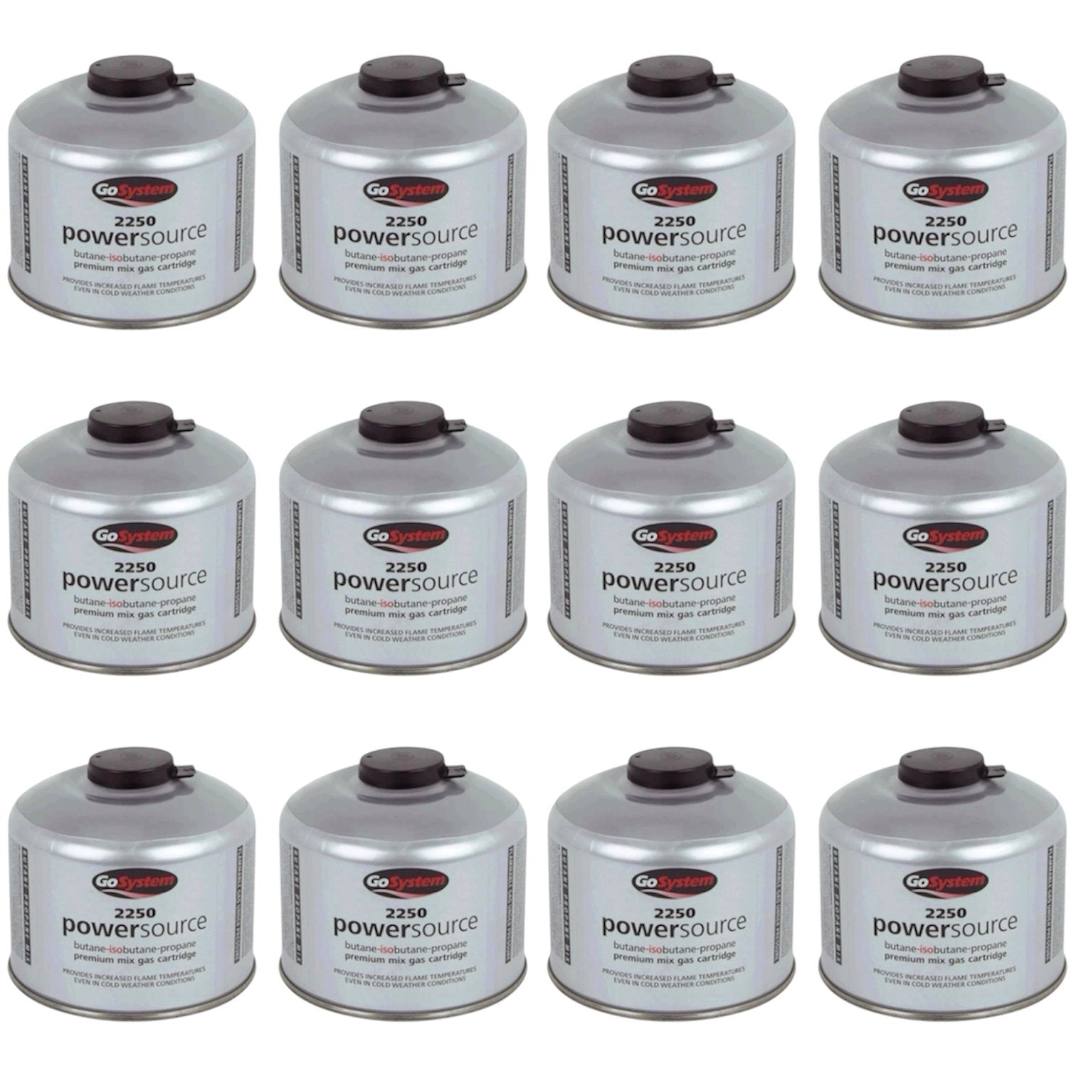GoSystem 220g Butane Propane Gas Cartridge Camping Stove Fuel x12 Pack