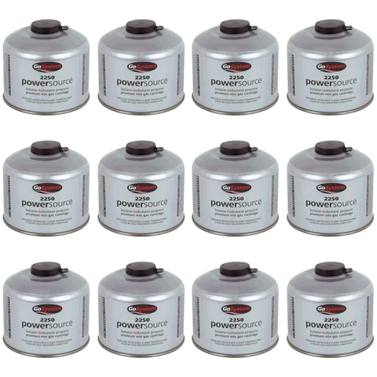 GoSystem 220g Butane Propane Gas Cartridge Camping Stove Fuel x12 Pack