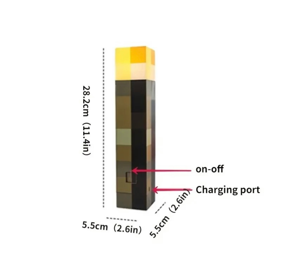 Minecraft Rechargeable Handheld & Wall Mounting Torch Lamp