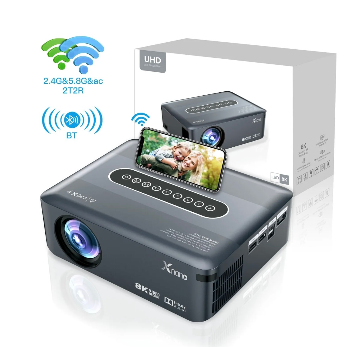 8K UHD Projector Smart 5G WiFi Bluetooth 4K Android Beamer Home Theater Movie UK