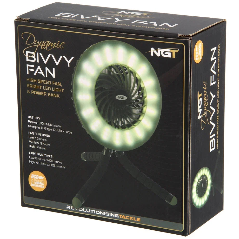 NGT Dynamic Fan USB Rechargable 3600mAh Fan with Light and Powerbank