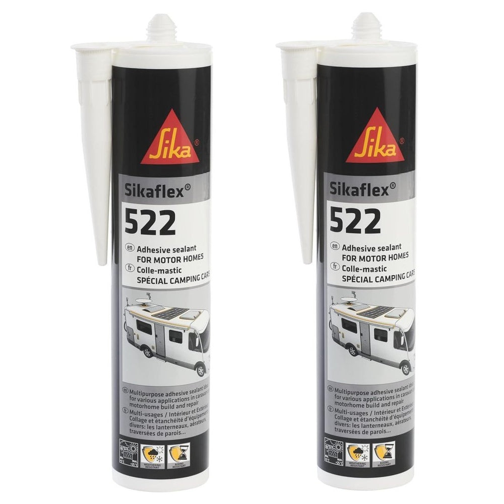 Sikaflex 522 White Caravan Adhesive Sealant for Campervans Motorhomes Boats x2 Pack