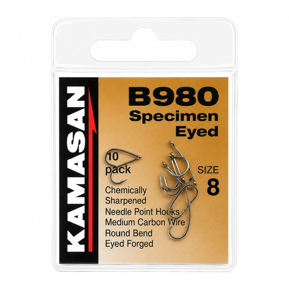 Kamasan B980 Specimen Eyed fishing hook packaging on a white background