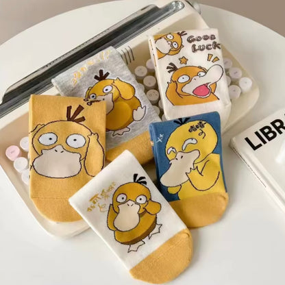 Pokémon Trainer Socks Psyduck Designs x5 Pair Bundle Set