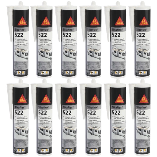 Sikaflex 522 White Caravan Adhesive Sealant for Campervans Motorhomes Boats x12 Pack