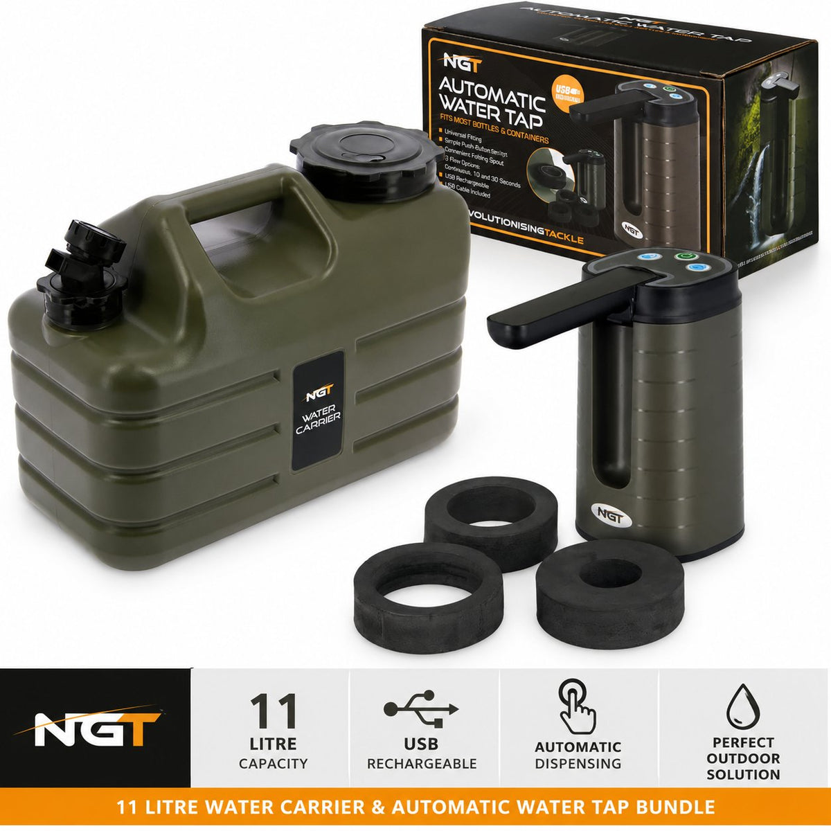 NGT Fishing 11l Water Container & Folding Nozzle Tap