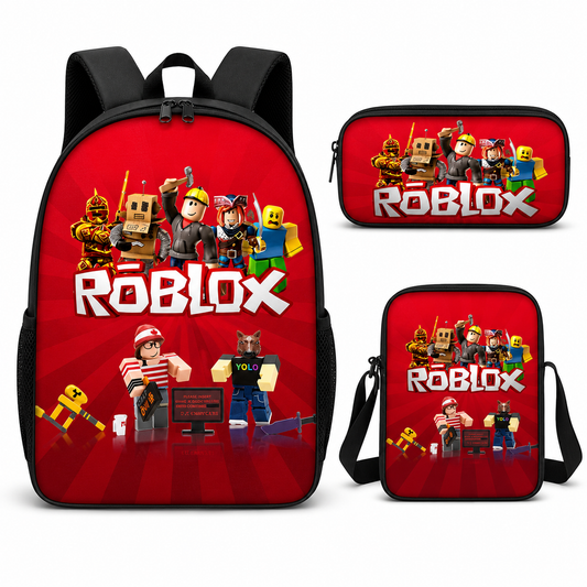 Roblox School Bag Backpack Lunch Box & Pencil Case Red Design
