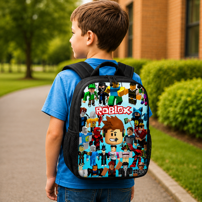 Roblox School Bag Backpack Lunch Box & Pencil Case Sky Blue Design