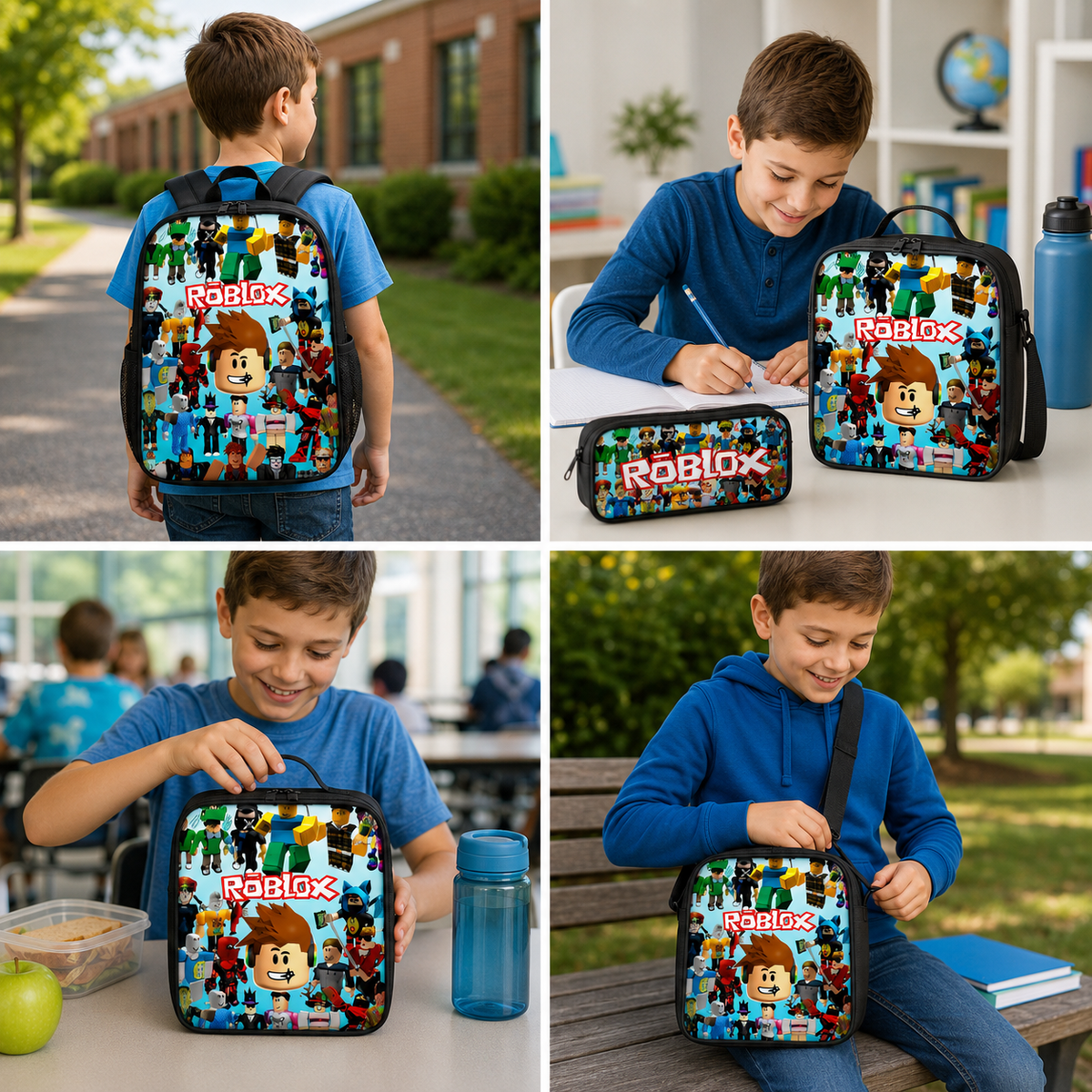 Roblox School Bag Backpack Lunch Box & Pencil Case Blue Moon