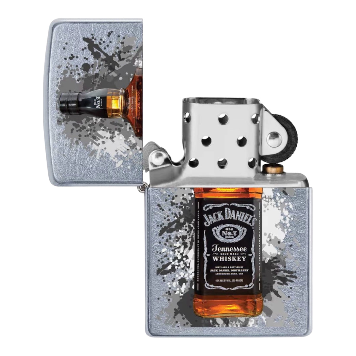 Zippo Regular Street Chrome Jack Daniels Design Refillable Windproof Lighter