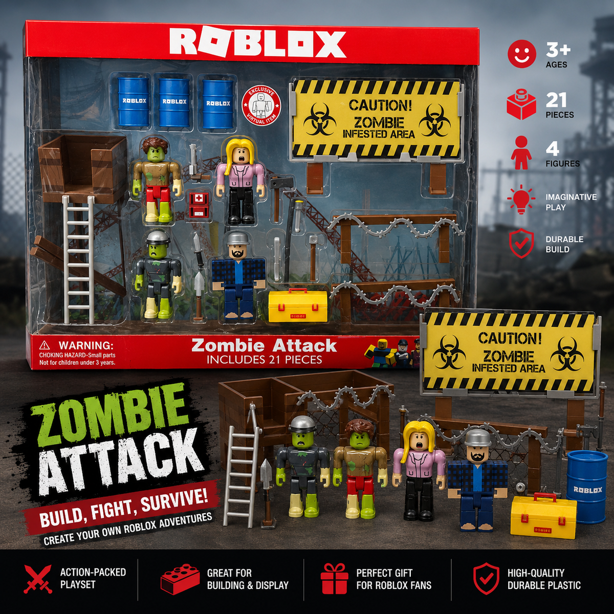 Roblox Zombie Attack 21 Piece Mix & Match Set