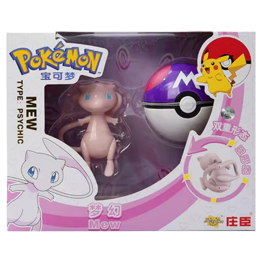 Pokémon Mew figure packaging with Poké Ball and character illustrations