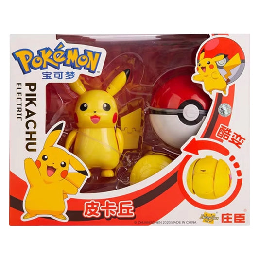 Pokémon Pikachu toy figure in packaging with Poké Ball and Poké Ball Plus.
