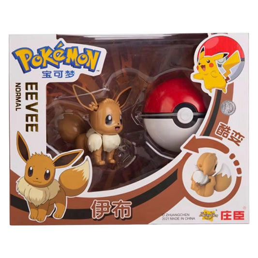 Pokémon Eevee figure in packaging with Poké Ball and Poké Ball Plus.