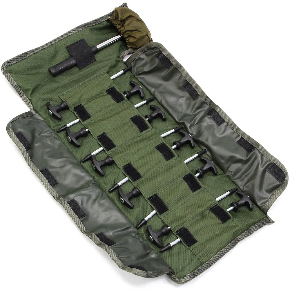 NGT Bivvy Peg Set 10 x 8" Bivvy Pegs and Mallet in Roll Up Case